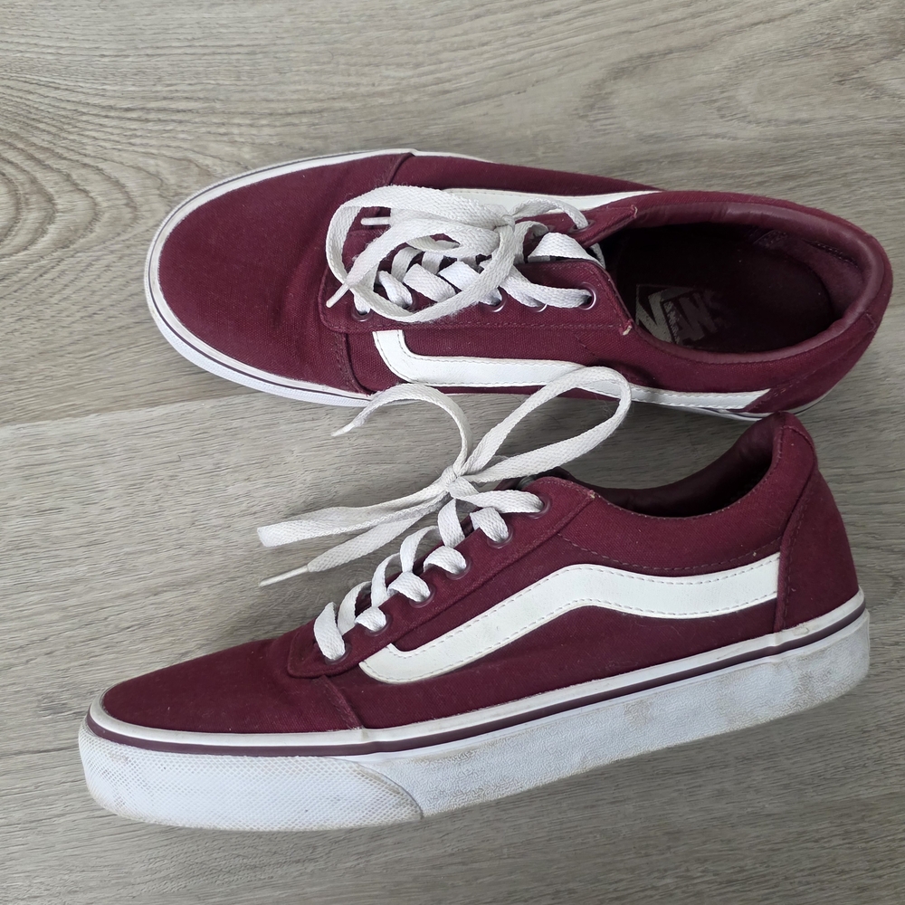 Vans Burgundy and White Sneakers